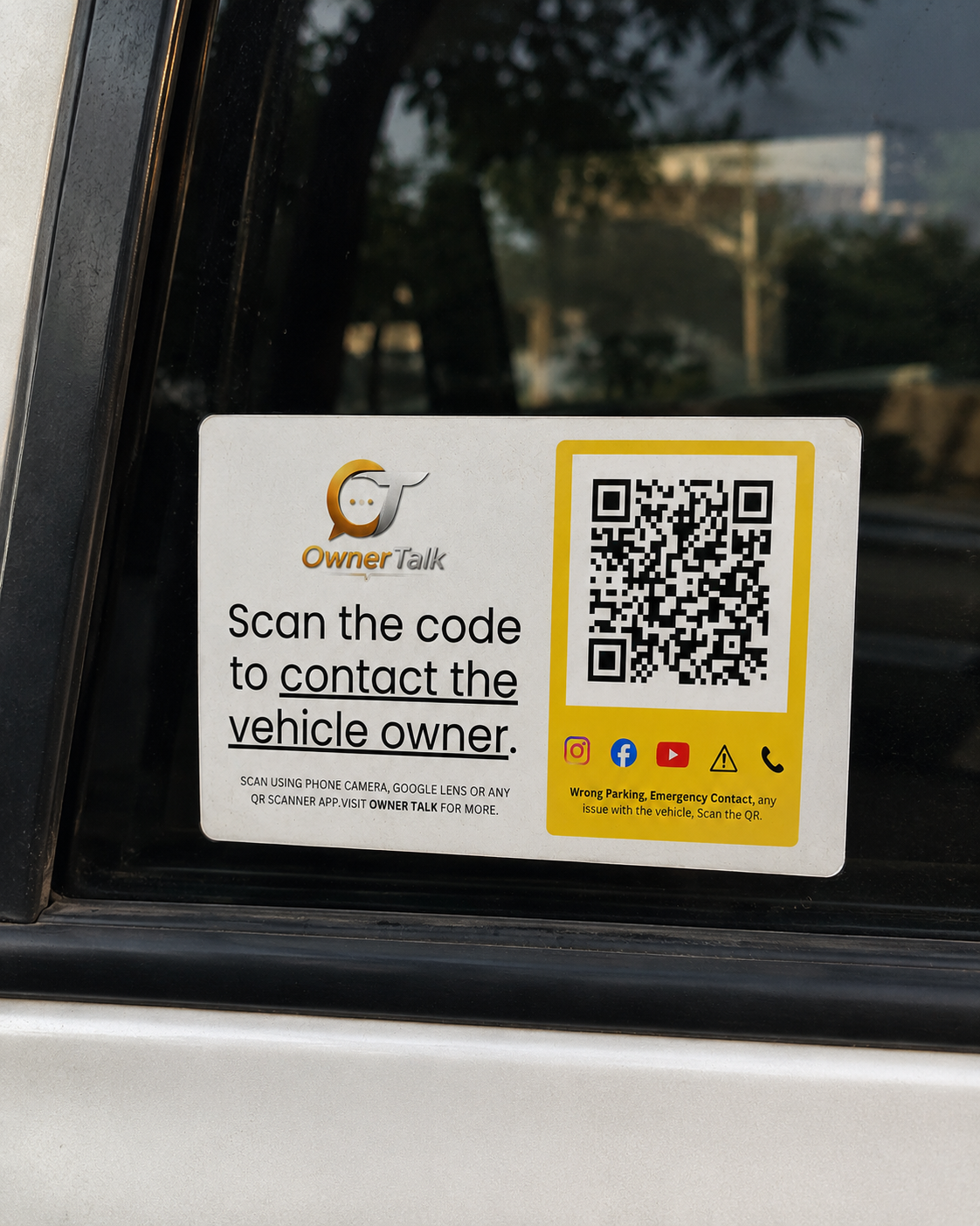 OwnerTalk Smart Vehicle QR Contact Sticker (Pack of 2)